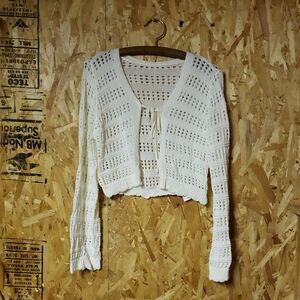 SHEIN Cream Open-Knit Cardigan